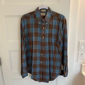 Vintage John B. Roarke Blue and Orange Plaid Button Down